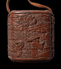 Two Japanese Carved Lacquer Inros