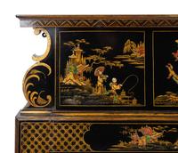 An Edwardian Black and Gilt Chinoiserie Decorated Fireplace Surround — EARLY 20TH CENTURY