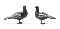 A Pair of Chinese Cloisonne Figures of Birds 18TH/19TH CENTURY Height 5 3/8 inches. — 18TH/19TH CENTURY