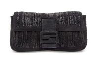 A Fendi Black Wool Clutch Bag, 11" x 6.5" x 1.25".