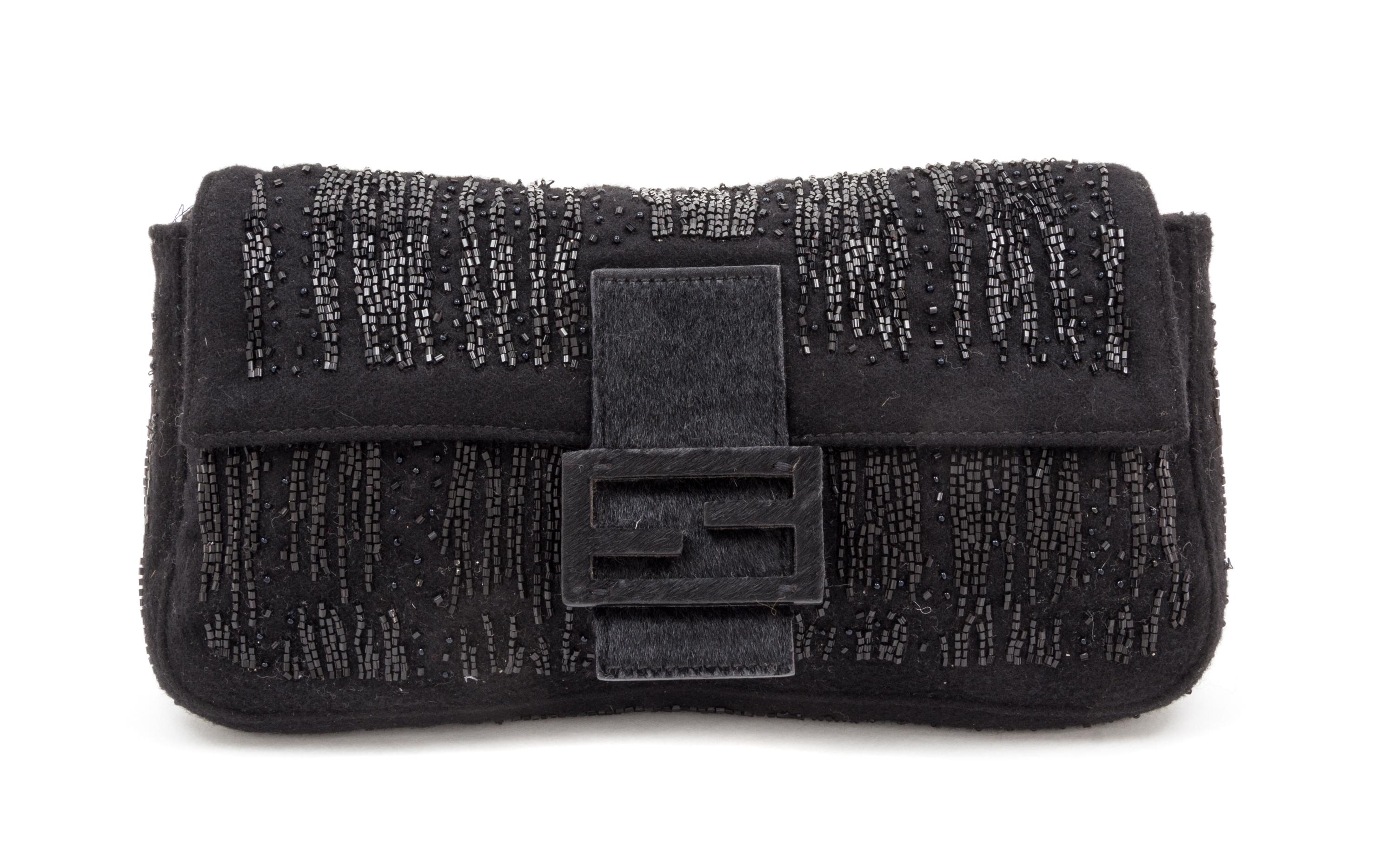 A Fendi Black Wool Clutch Bag, 11" x 6.5" x 1.25".