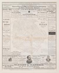 [TEXAS]. Map of Bexar County, Texas . San Antonio and Austin: Samuel Maverick & John H. Traynham, 1889.