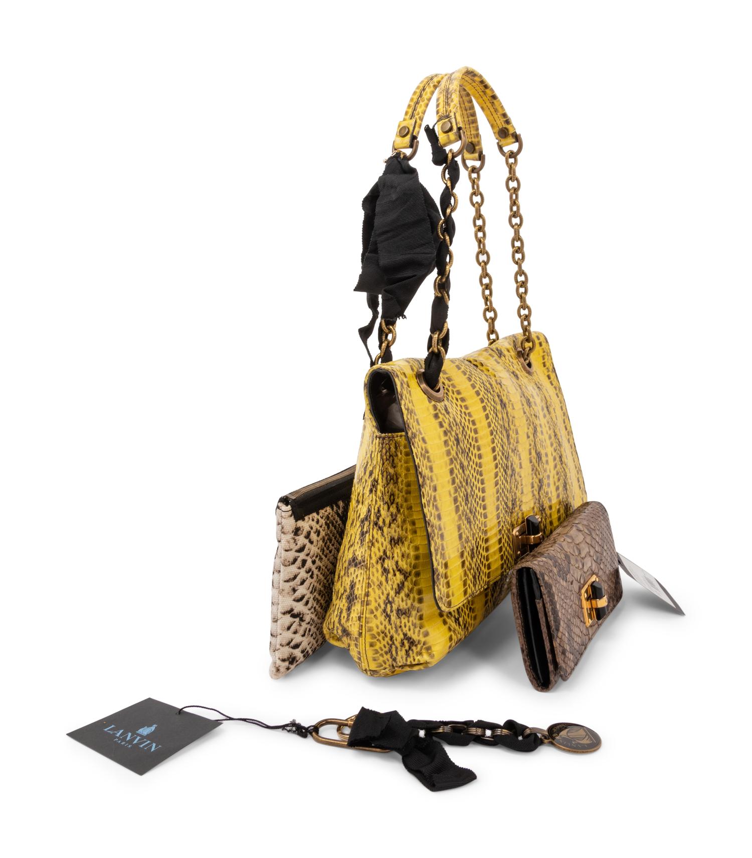 Four Lanvin Items: One Python Bag, One Python Wallet, One Zip Pouch & Keychain, 2010s