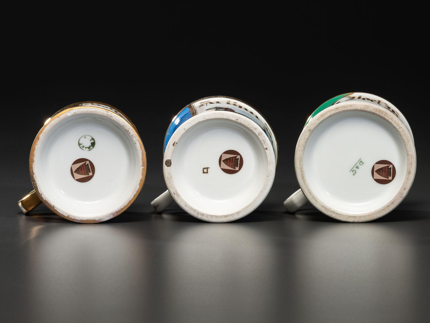 Three Firefighter's Porcelain Occupational Shaving Mugs