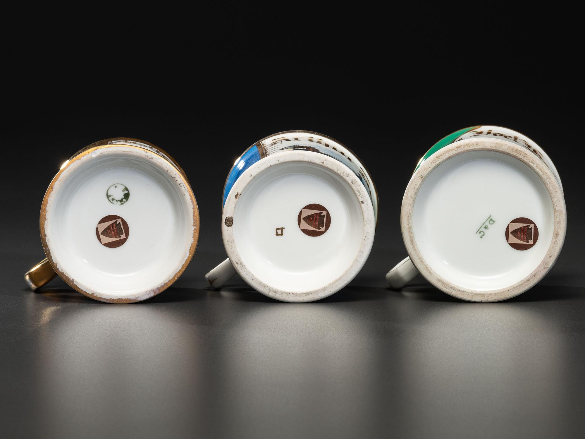 Three Firefighter's Porcelain Occupational Shaving Mugs