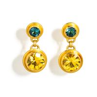 BIKAKIS & JOHNS, YELLOW GOLD AND GEMSTONE EARRINGS