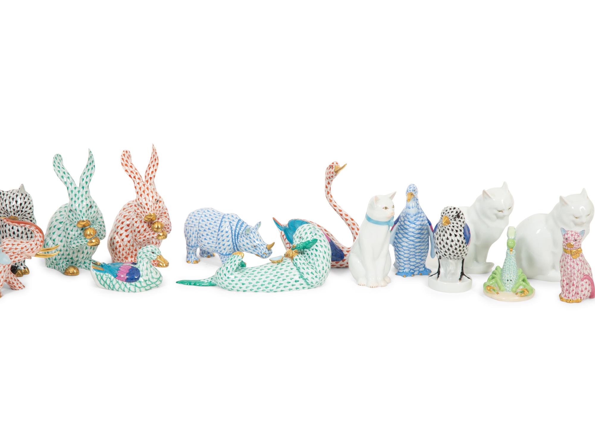 A Group of Twenty Herend Porcelain Animal Figurines