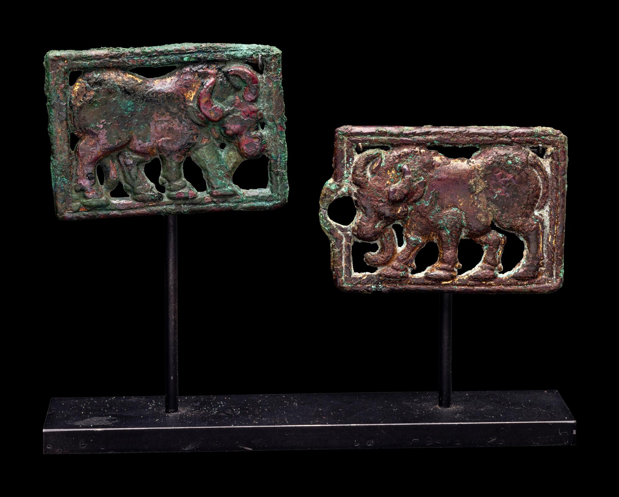 A Pair of Ordos Bronze Belt Plaques