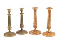 Two Pairs of Charles X Style Gilt Metal Candlesticks