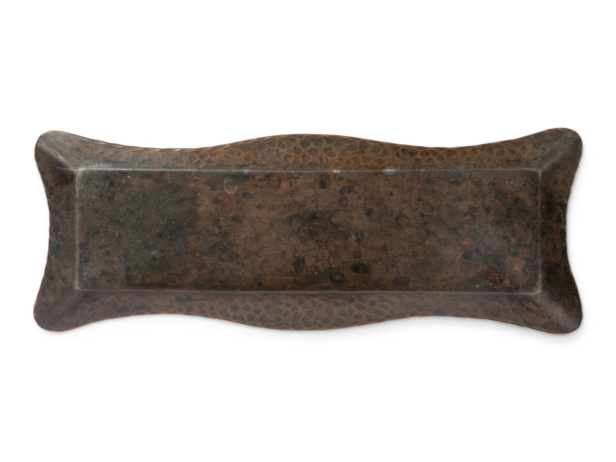 A Gustav Stickley Hammered Copper Pen Tray