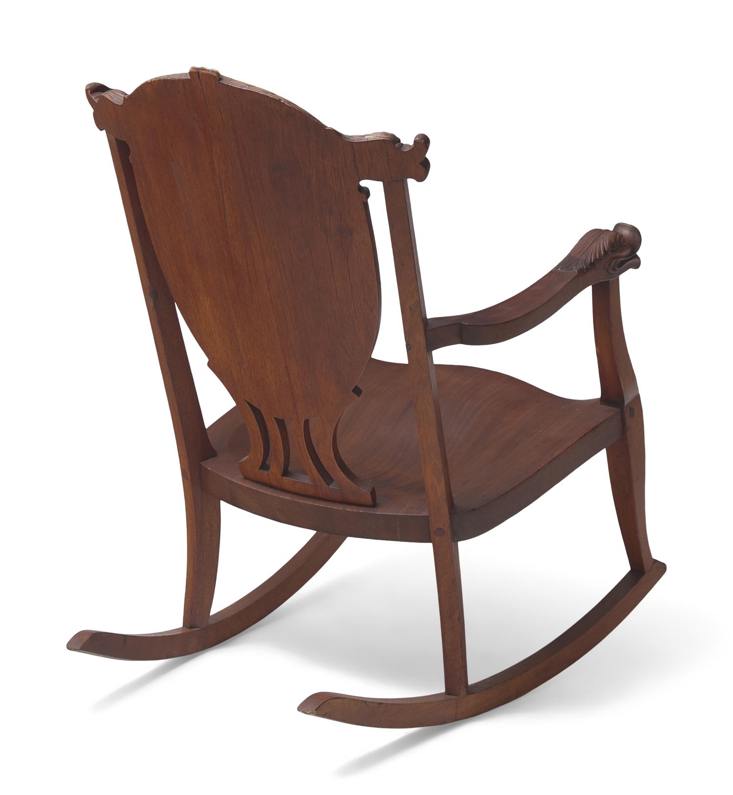 A Classical Revival Mother-of-Pearl Inlaid Mahogany Rocking Chair
