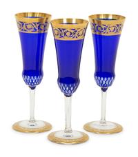 A Set of Twelve Saint-Louis Cut Glass Champagne Flutes