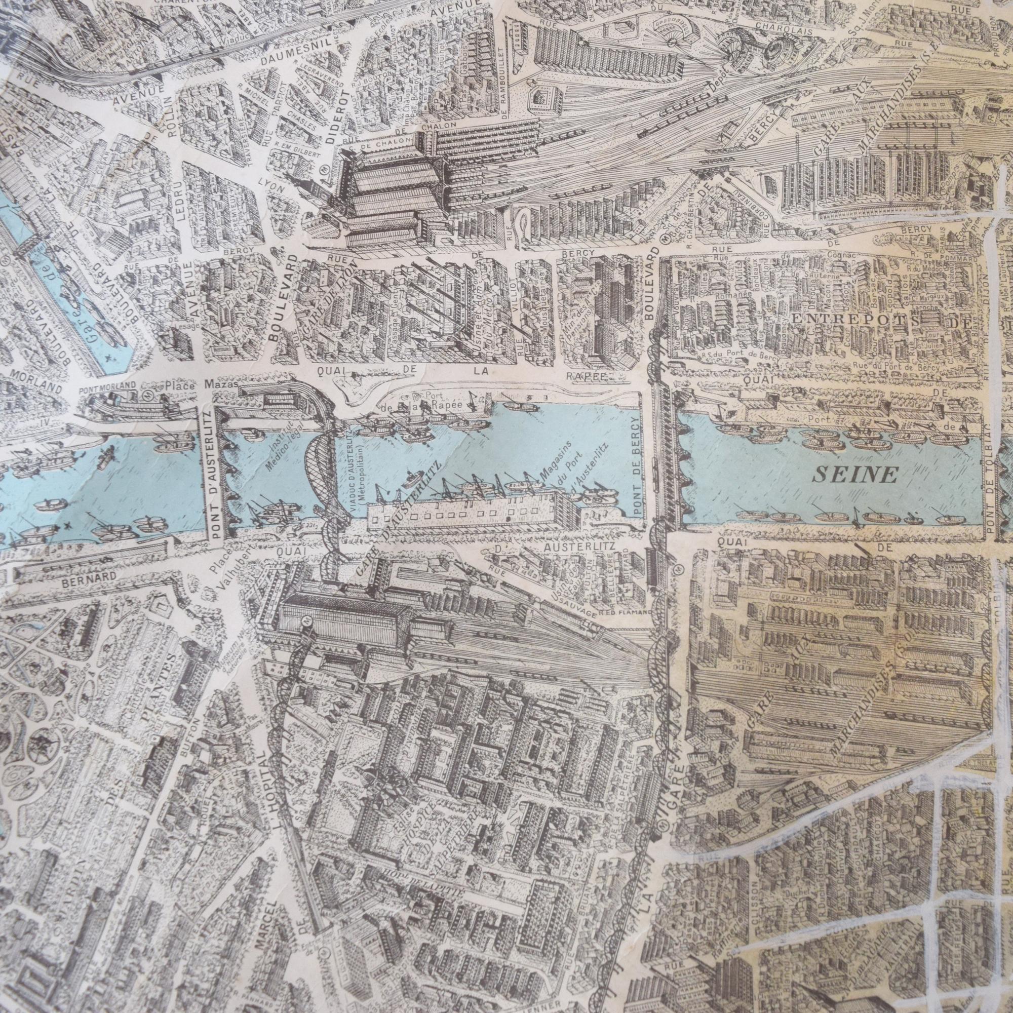 A Blondel La Rougery Map of Paris, after Georges Peltier 85" W x 78" D — France, 1966