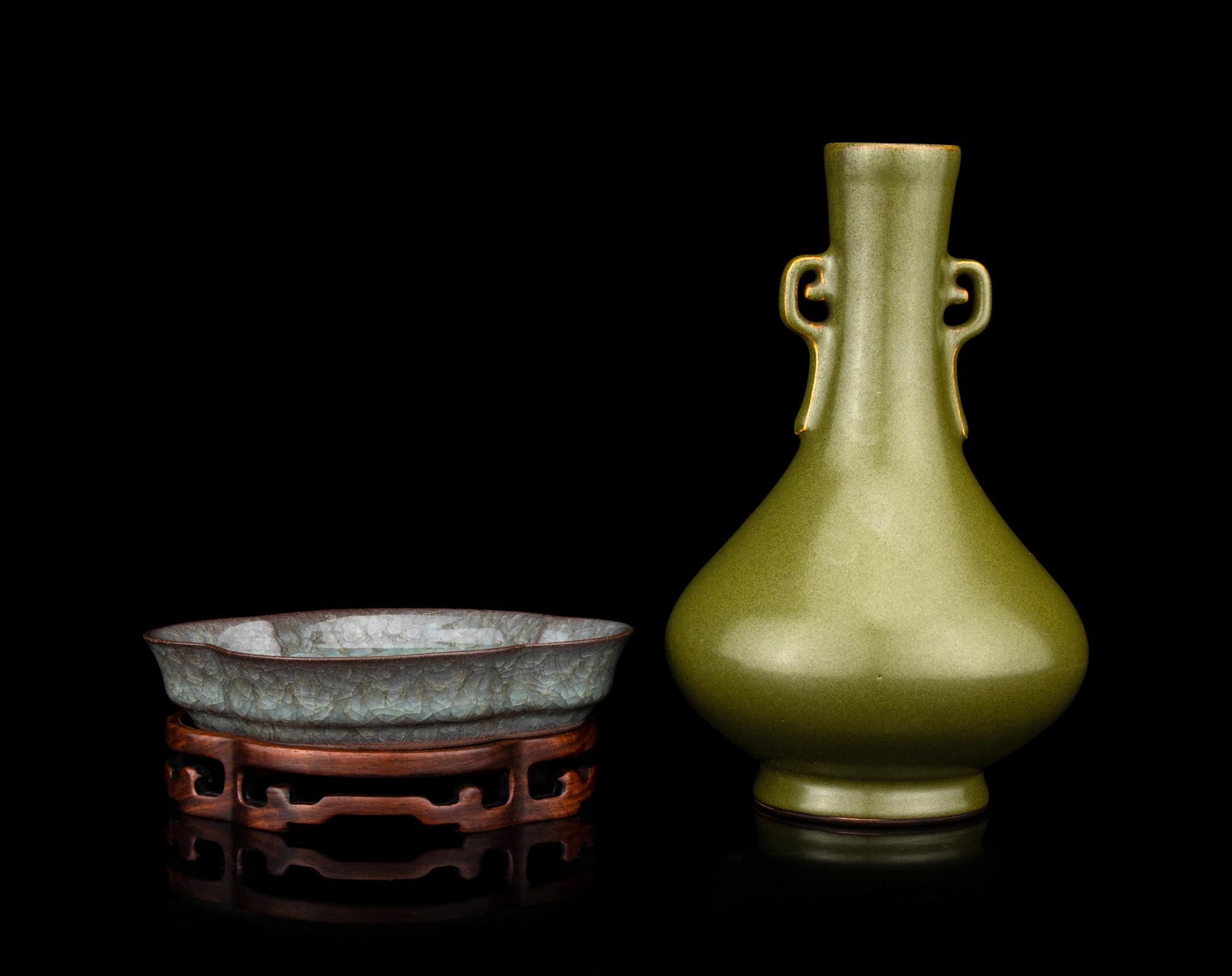 Two Chinese Monochrome Porcelain Articles