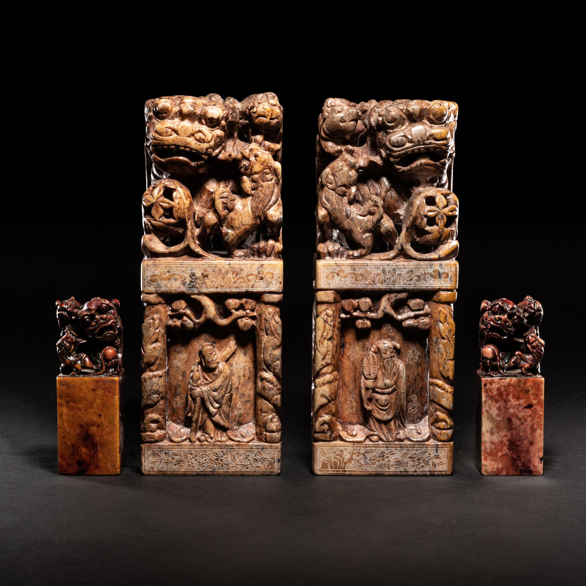 Two Pairs of Chinese Soapstone Seals