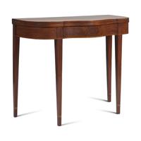 A Federal Inlaid Mahogany Serpentine Card Table