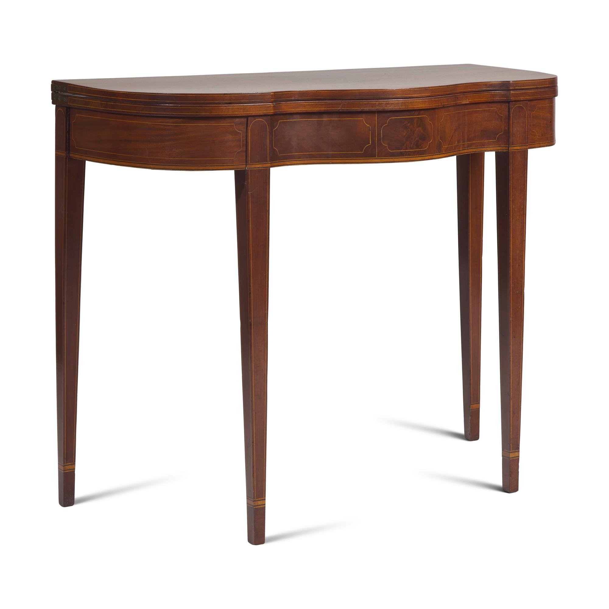 A Federal Inlaid Mahogany Serpentine Card Table