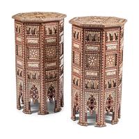 A Pair of Levantine Marquetry and Mother-of-Pearl Inlaid Octagonal Side Tables