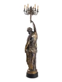 A Continental Silvered Bronze Figural Torchère