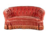 A Button-Tufted Velvet Reniform Sofa