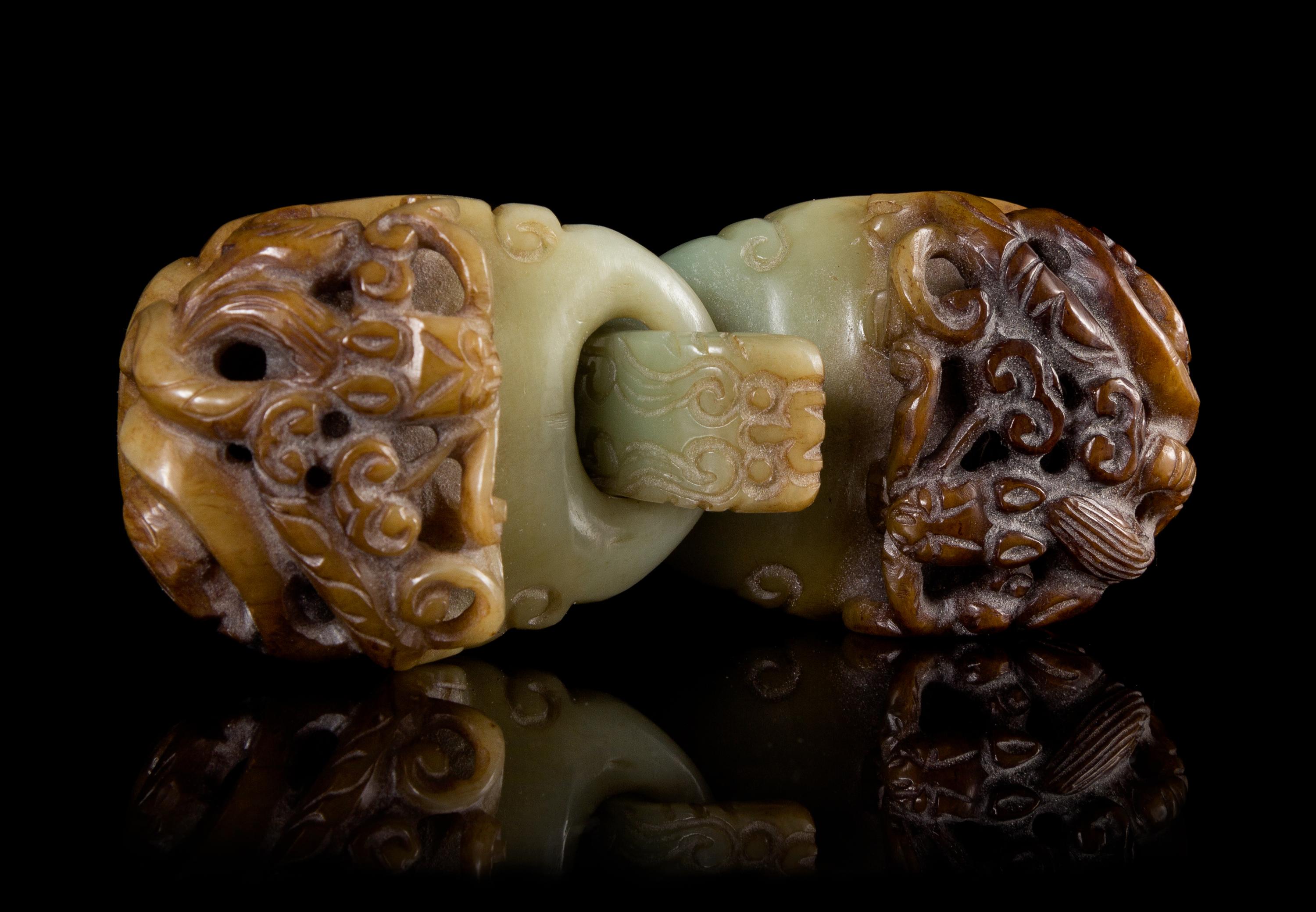 A Jade Two-Piece Belt Buckle Length 5 inches.
