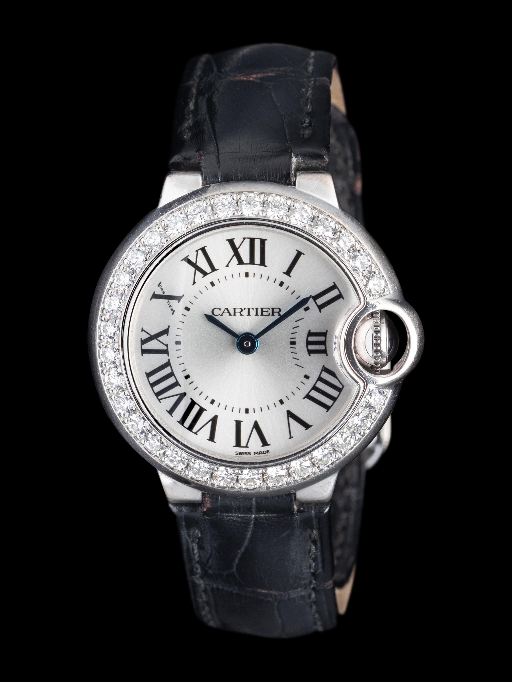 CARTIER, REF. 3008 18K WHITE GOLD 'BALLON BLEU' WATCH
