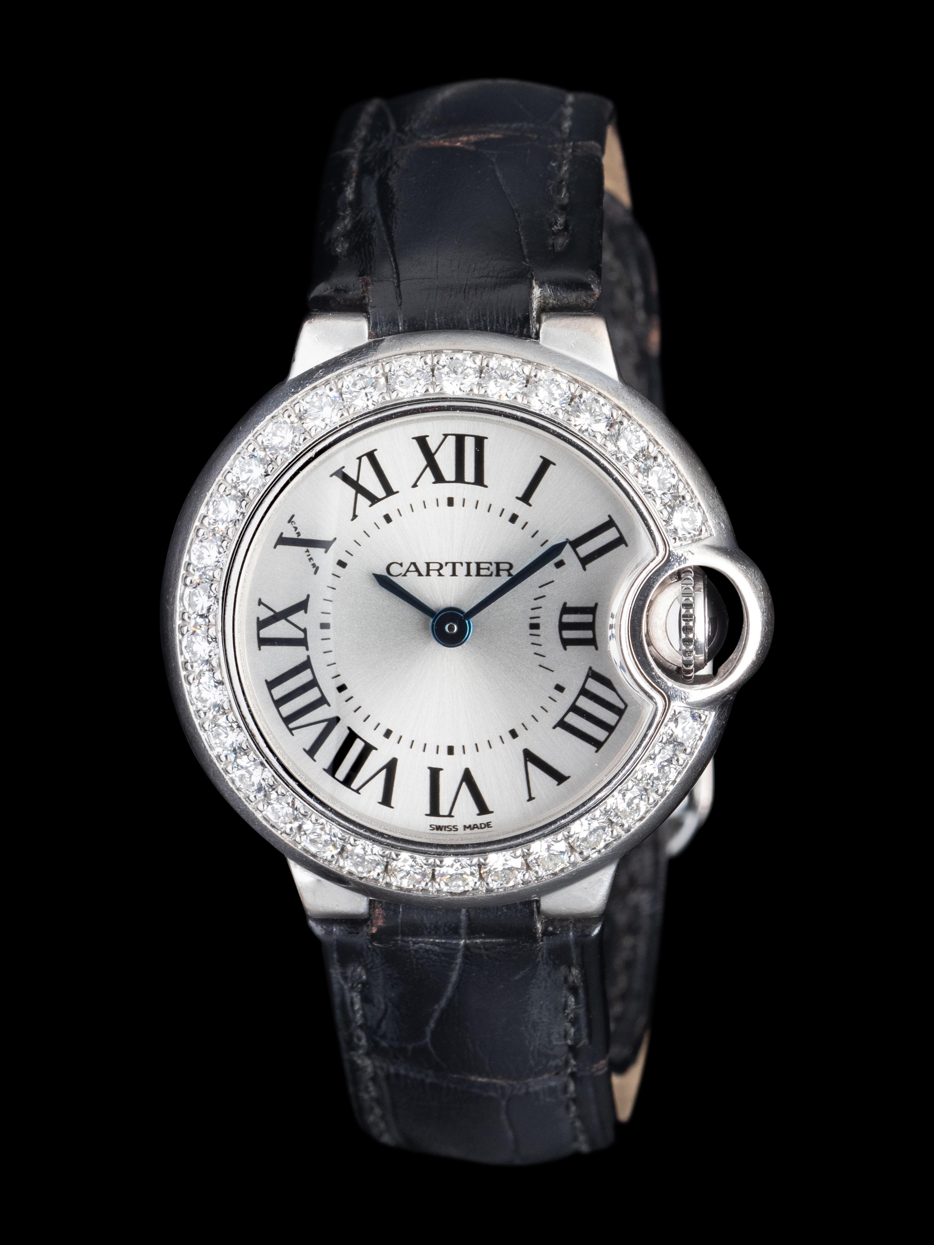CARTIER, REF. 3008 18K WHITE GOLD 'BALLON BLEU' WATCH
