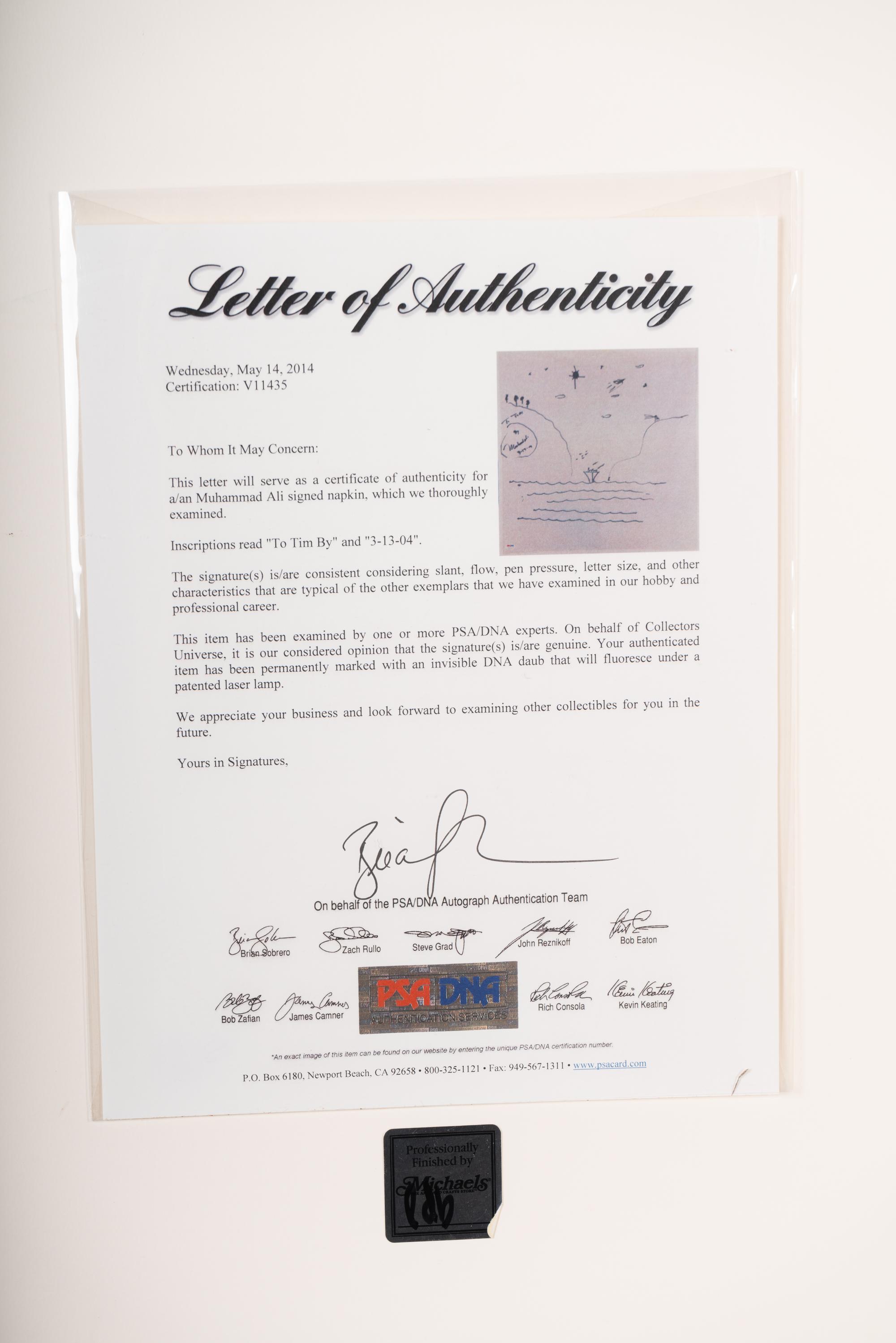 A Muhammad Ali Signed Autograph Original "Guiding Light" Drawing (PSA Authentic)