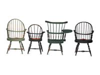 Seven Painted Windsor Doll's Chairs
