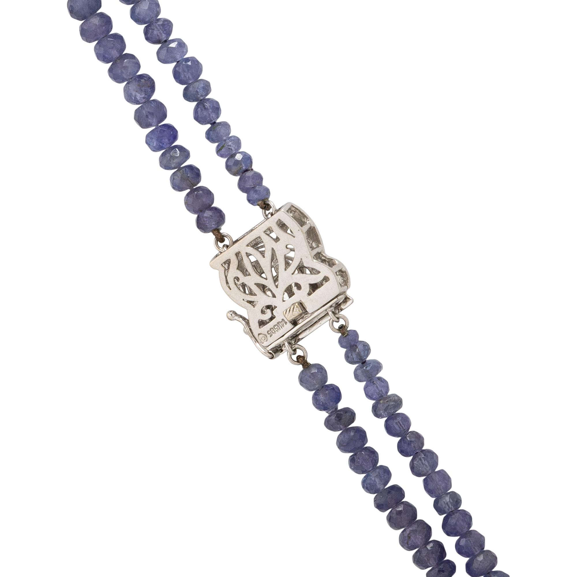 TANZANITE, DIAMOND, AND WHITE GOLD NECKLACE