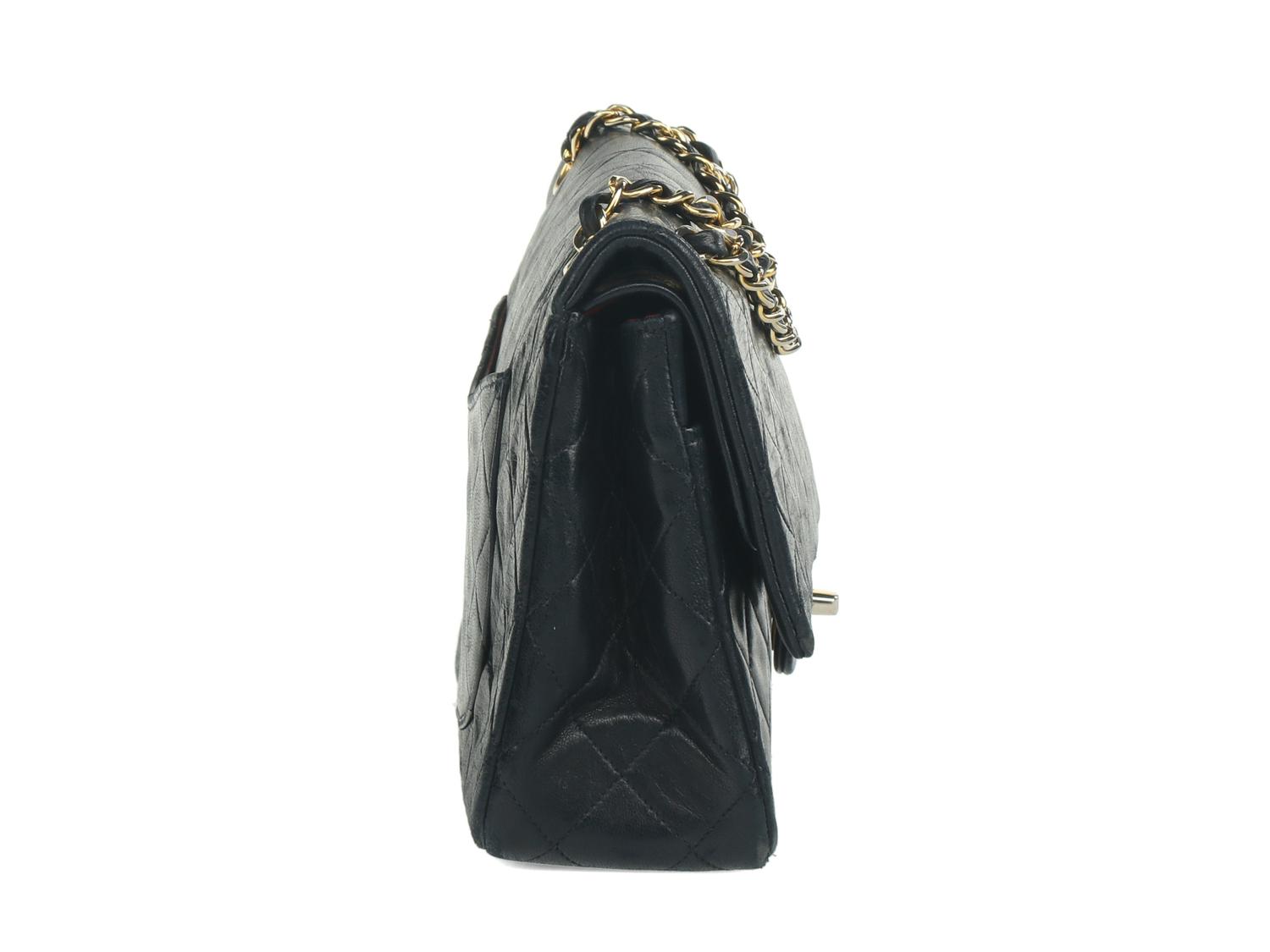 Chanel Medium Classic Double-Flap Bag in Navy Lambskin Leather