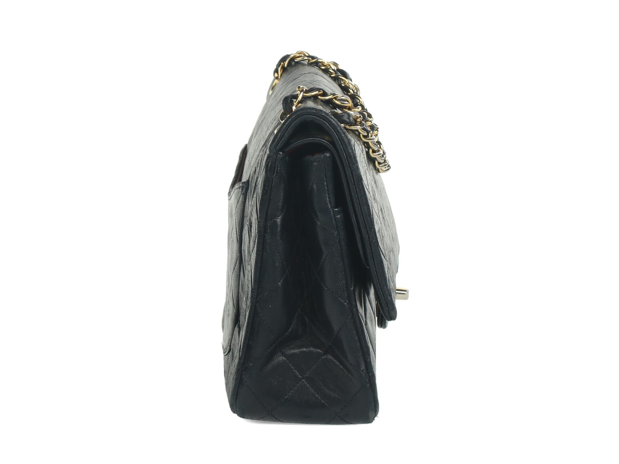 Chanel Medium Classic Double-Flap Bag in Navy Lambskin Leather