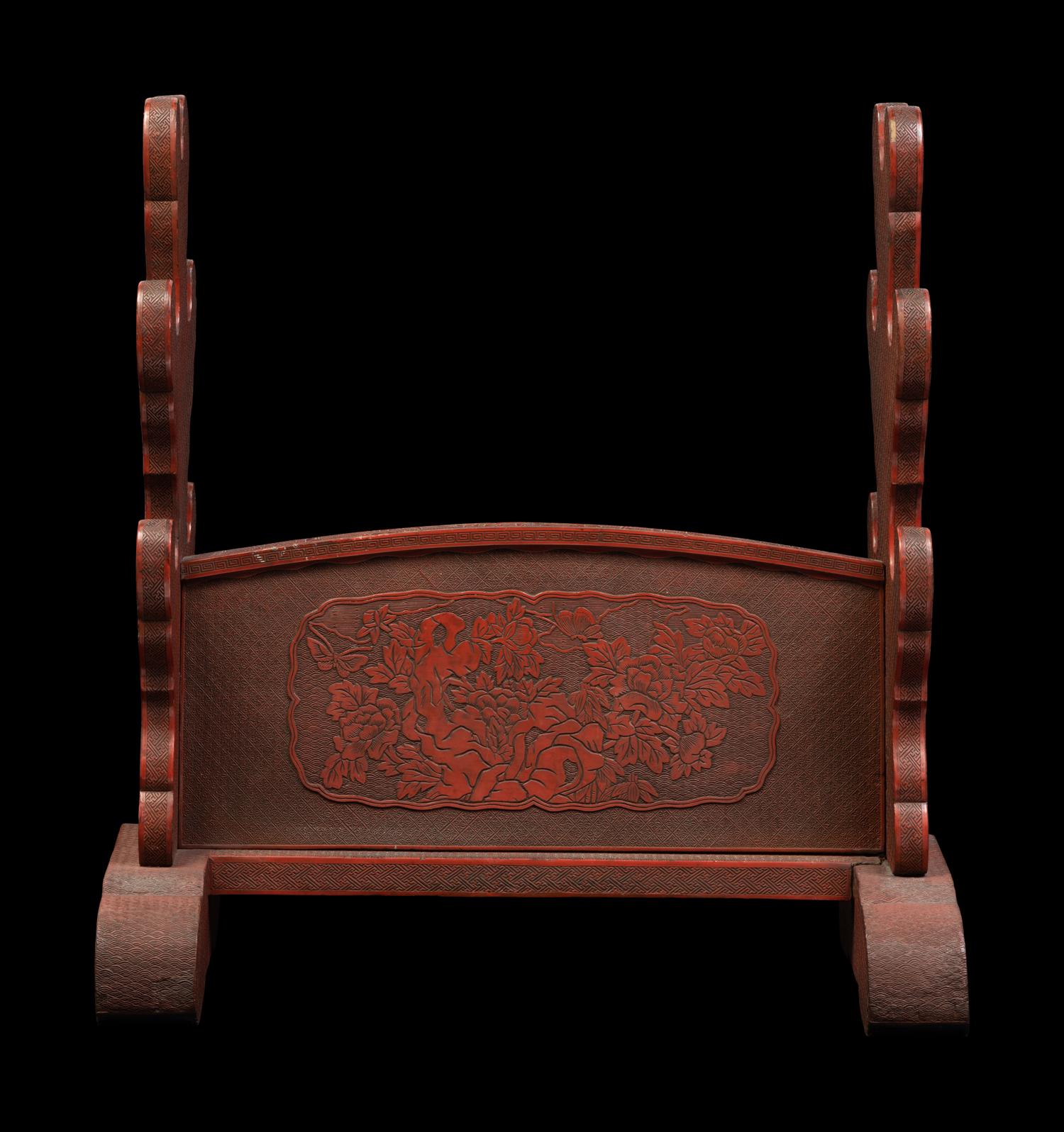 A Carved Red Lacquer Sword Stand