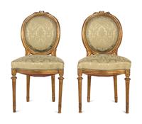 A Pair of Louis XVI Style Giltwood Side Chairs
