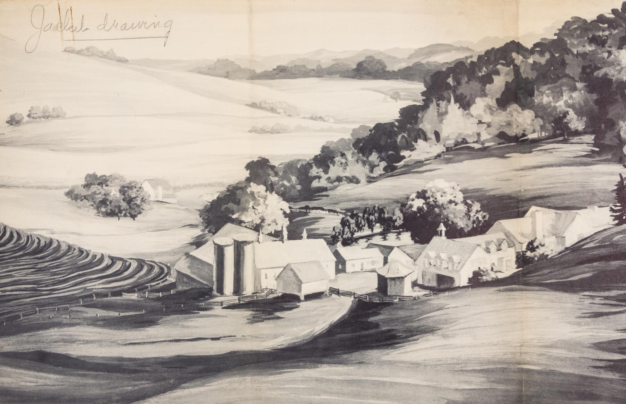 BROMFIELD, LOUIS. Pleasant Valley. New York and London, 1945. Proof copy. With mock up drawings for the story.