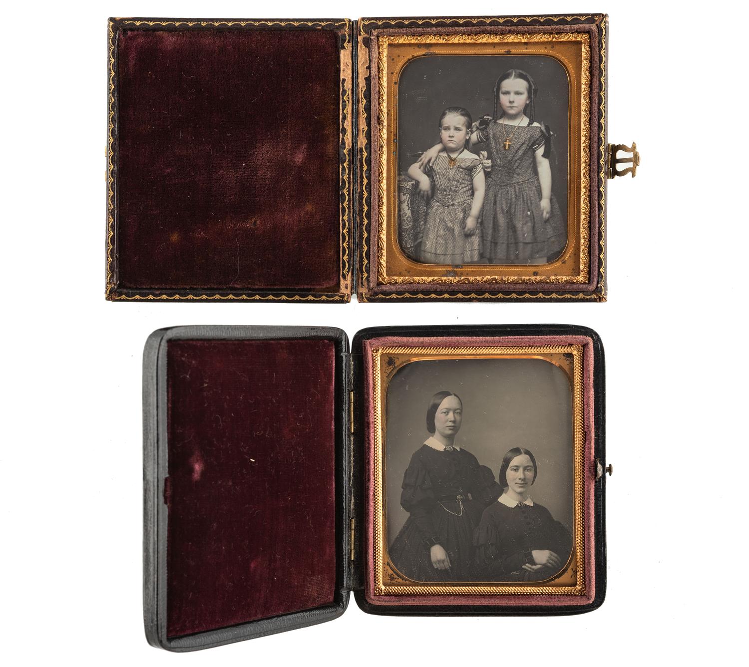 [EARLY PHOTOGRAPHY - PORTRAITURE]. A group of 5 daguerreotype portraits of pairs of children and family.