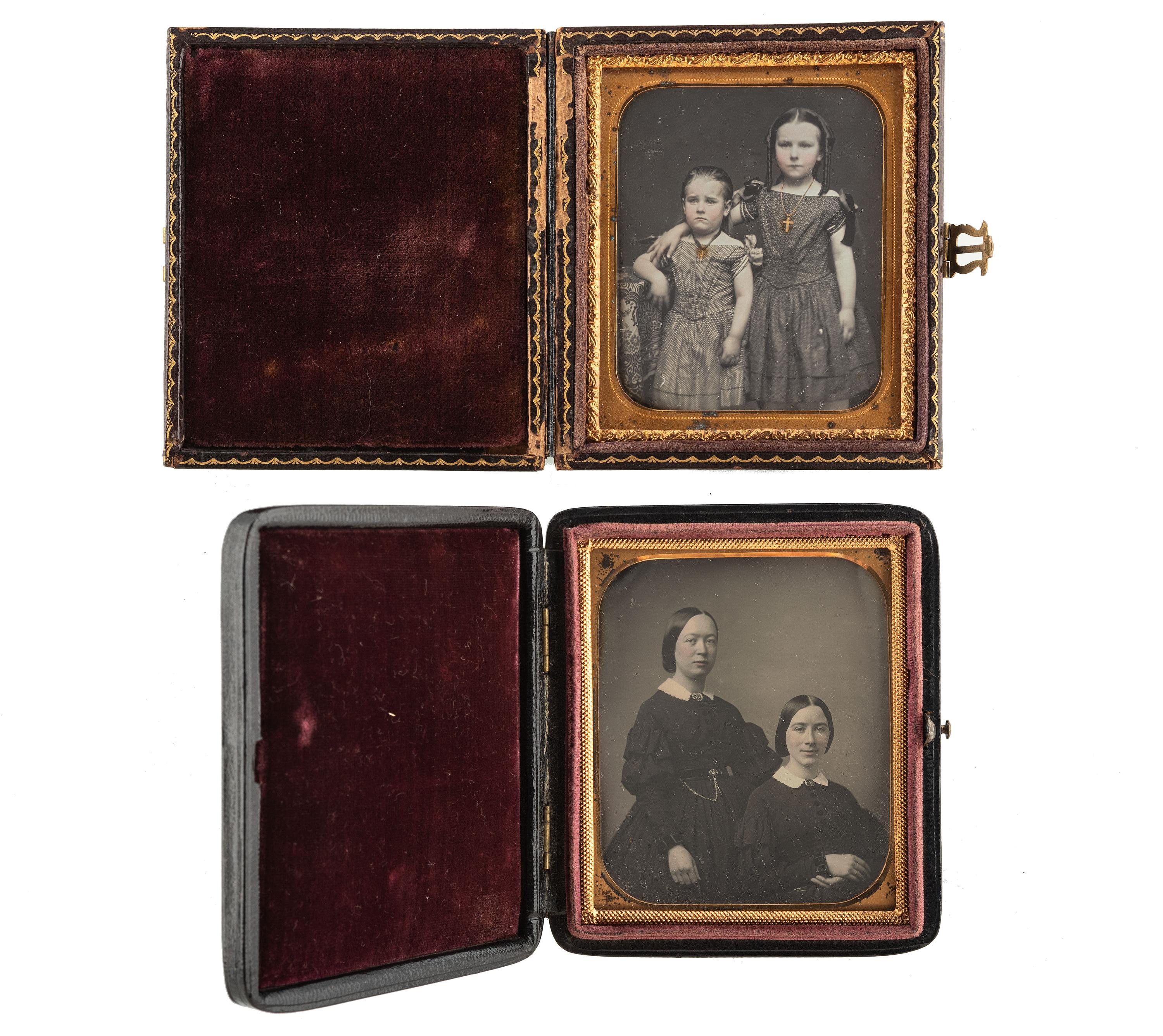 [EARLY PHOTOGRAPHY - PORTRAITURE]. A group of 5 daguerreotype portraits of pairs of children and family.