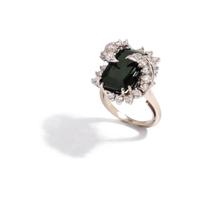 GREEN TOURMALINE AND DIAMOND RING