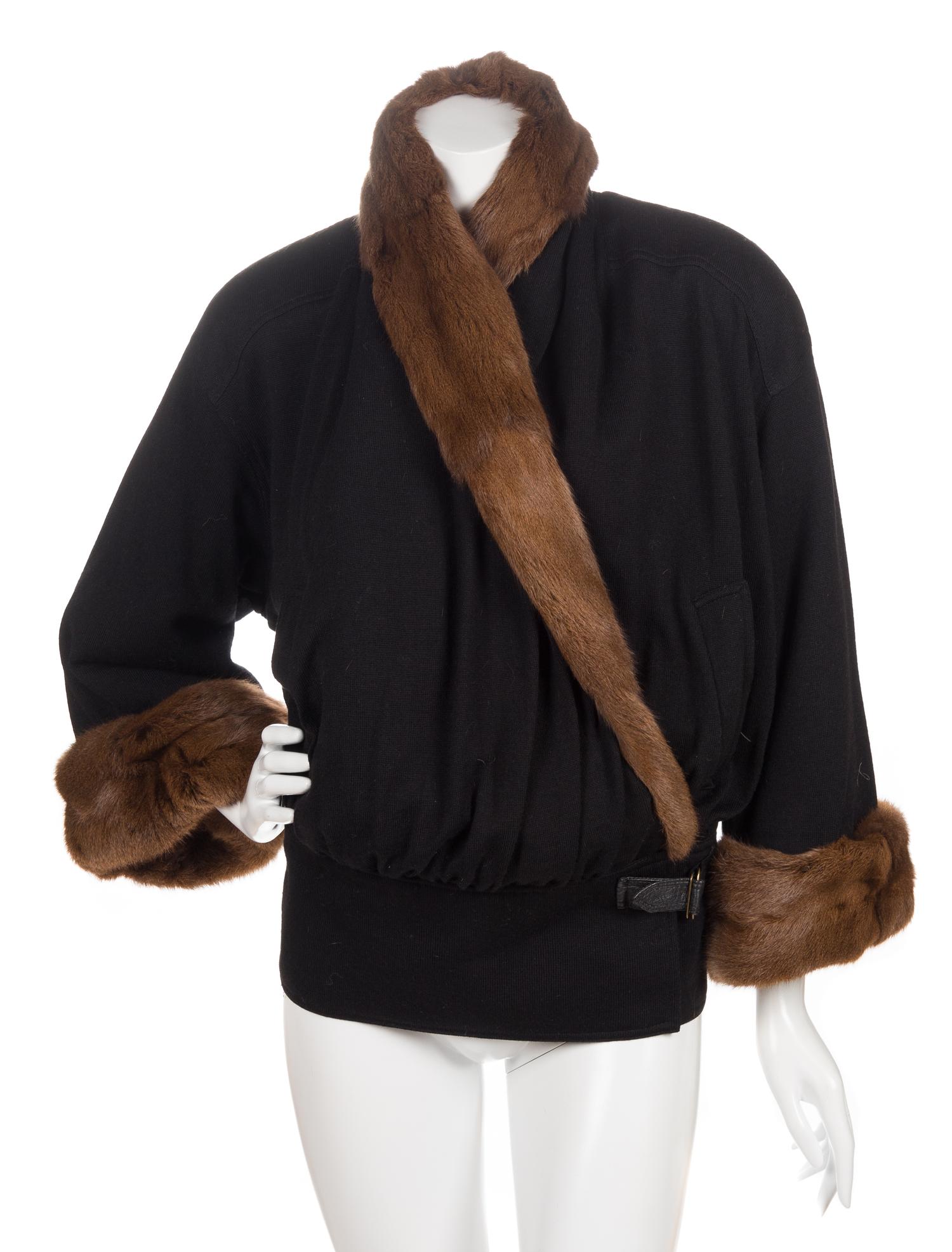 A Gianfranco Ferre Black Wool Coat, Size 40.