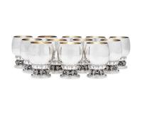 A Set of Twelve Georg Jensen Silver Grapevine Goblets