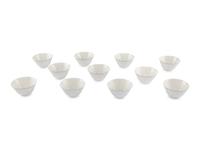 A Group of Eleven Ralph Lauren Featherstitch Blue Porcelain Ice Cream Bowls
