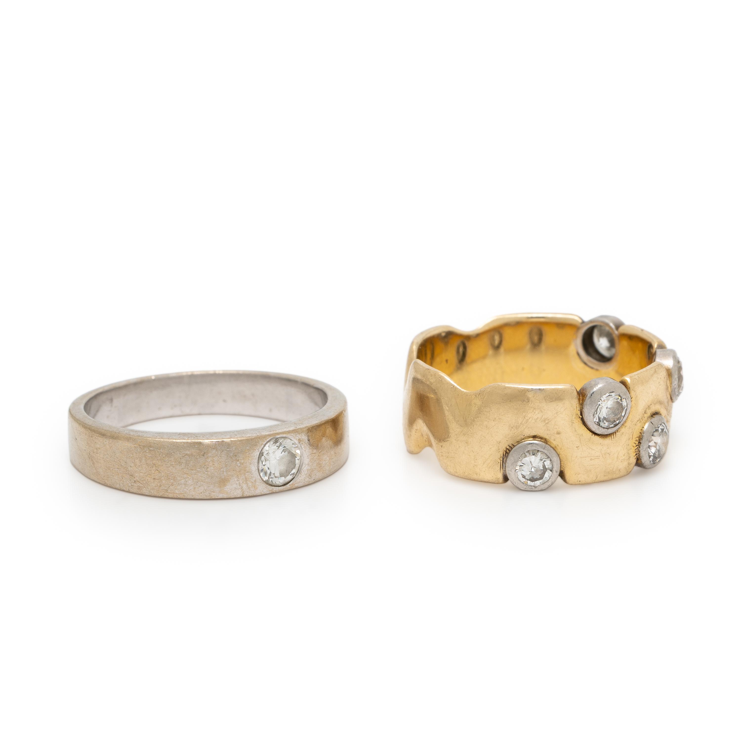 Two Diamond and Gold Band Rings