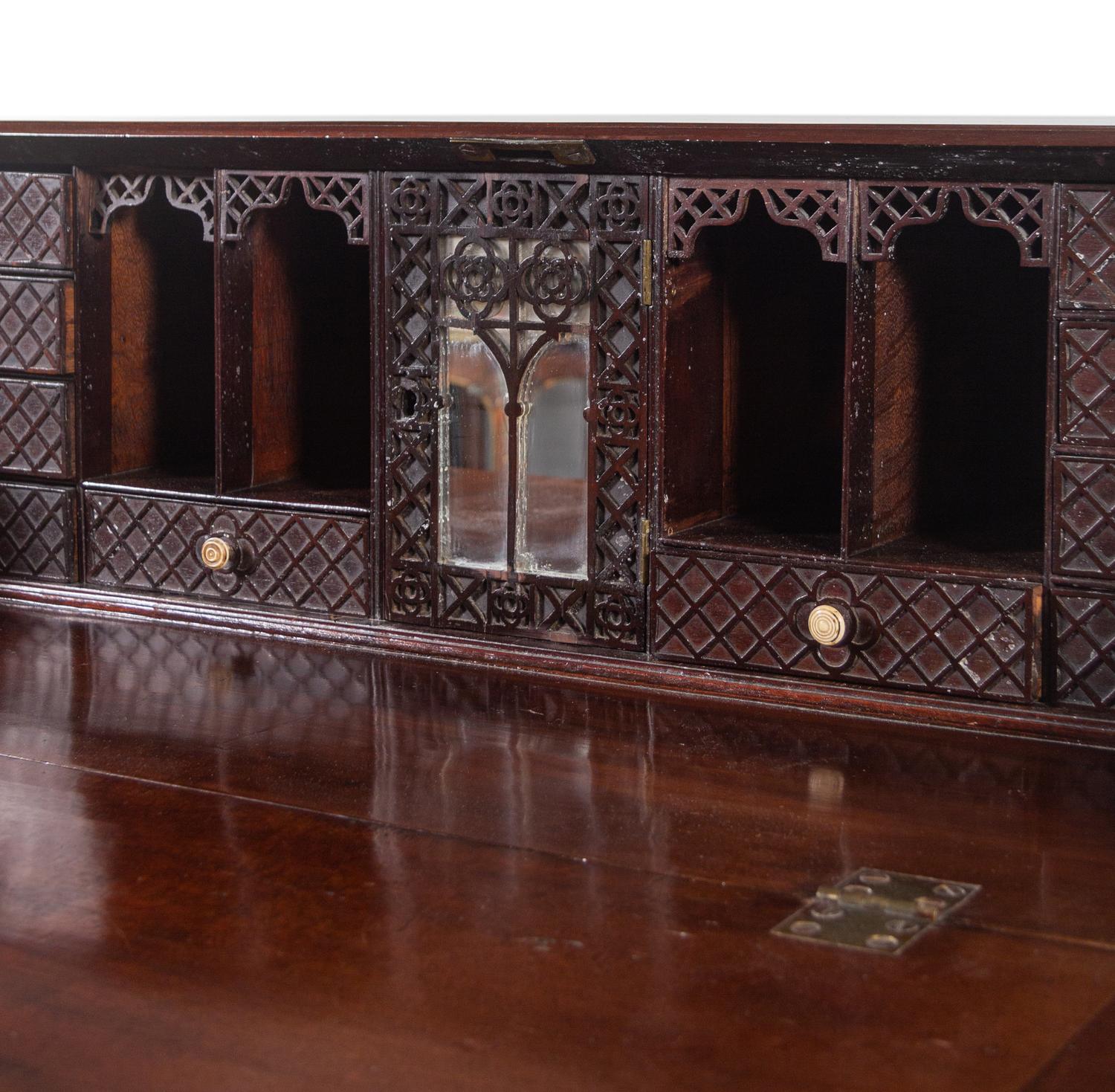 A George III Carved Mahogany Slant-Front Bureau