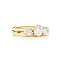 YELLOW GOLD AND DIAMOND THREE STONE RING