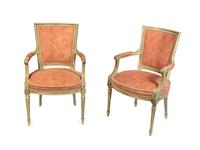 A Pair of Louis XVI Style Painted Fauteuils en Cabriolet — 20TH CENTURY