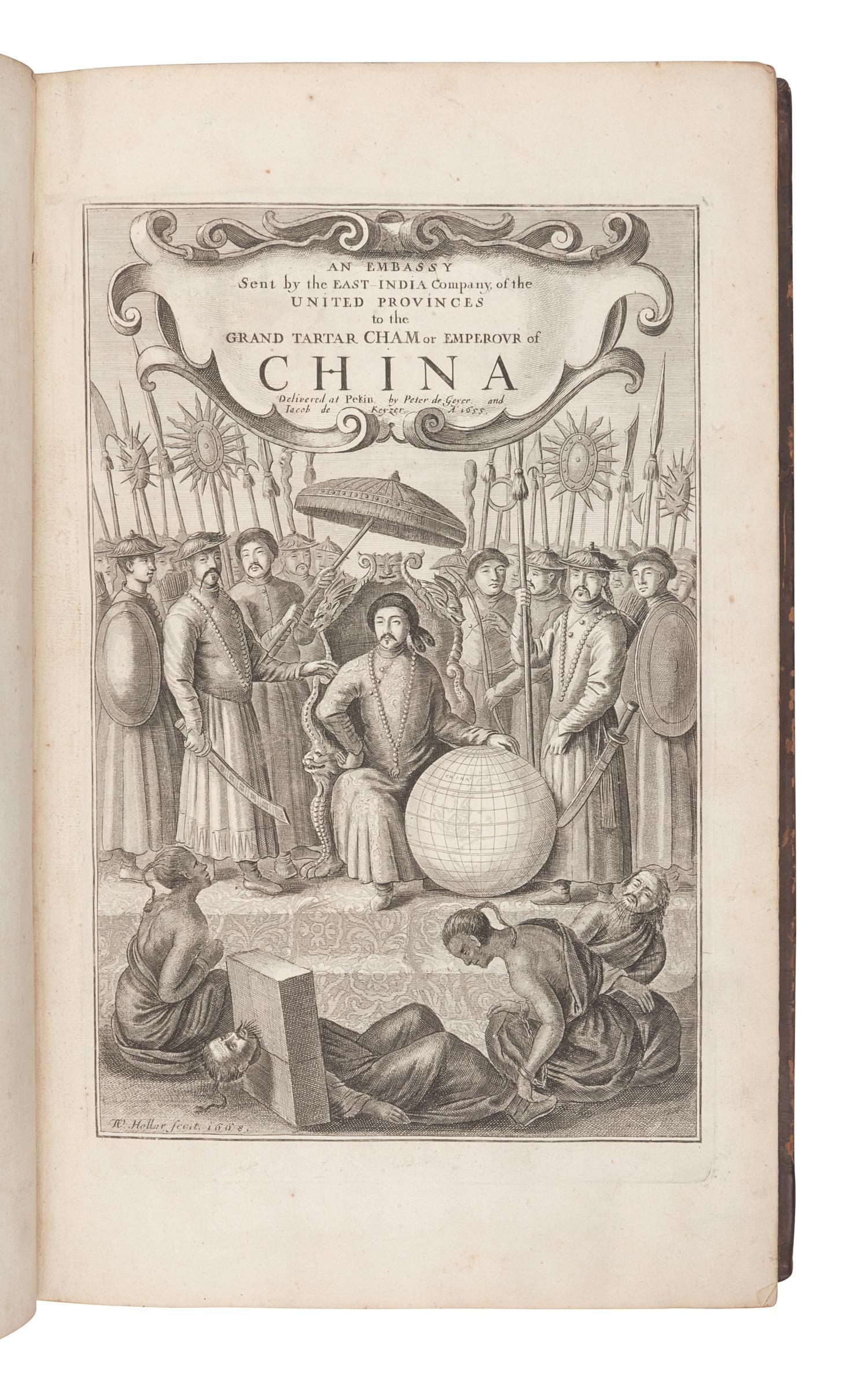 [TRAVEL & EXPLORATION]. OGILBY, John (1600-1676), translator. NIEUHOFF, Jan (1640-1672). An Embassy from the East-India Company of the United Provinces, to the Grand Tartar Cham Emperor of China . London: by the Author, 1673.