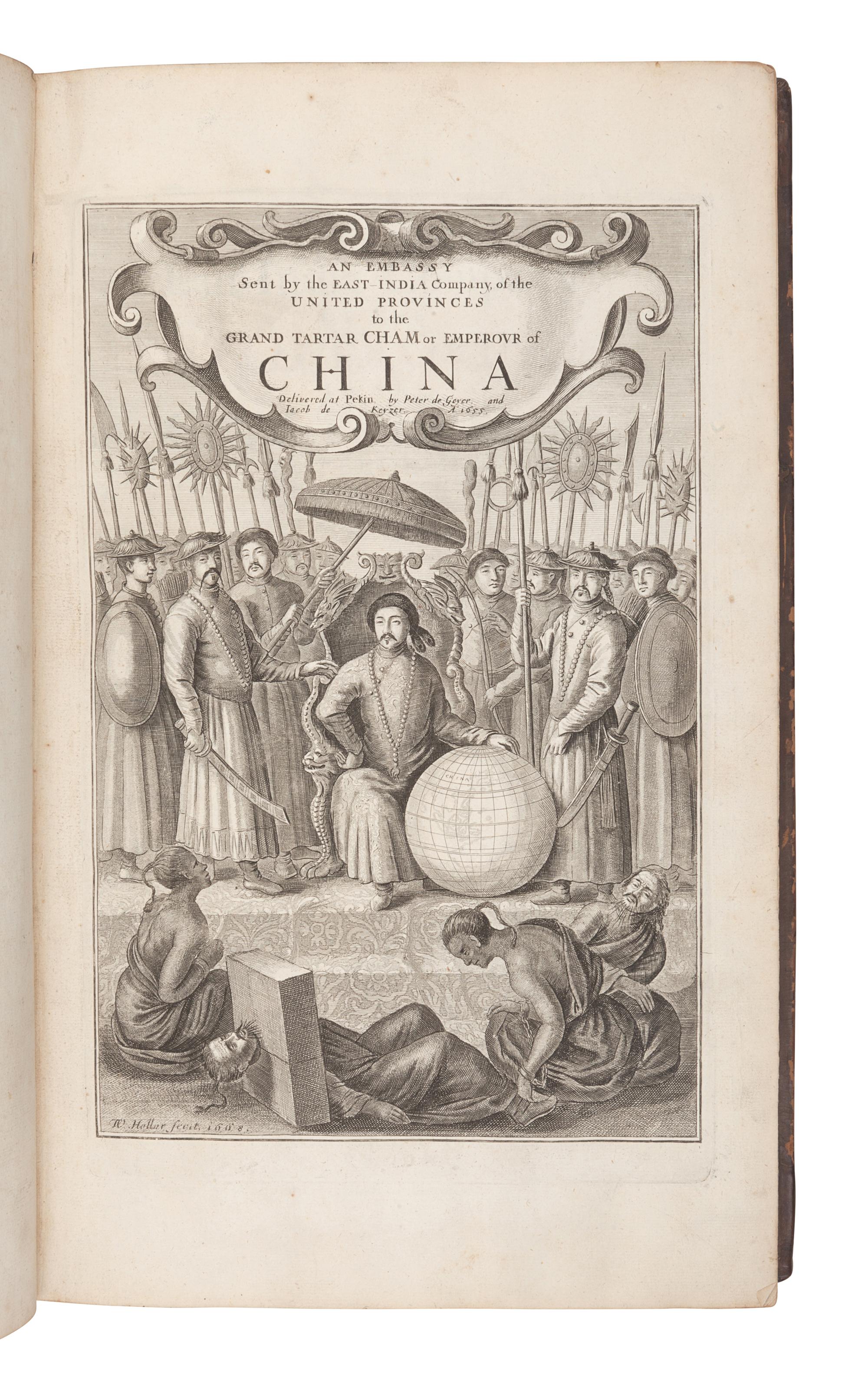 [TRAVEL & EXPLORATION]. OGILBY, John (1600-1676), translator. NIEUHOFF, Jan (1640-1672). An Embassy from the East-India Company of the United Provinces, to the Grand Tartar Cham Emperor of China . London: by the Author, 1673.