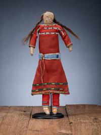 Sioux Doll, with Red Trade Wool Dress