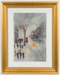Giuseppe Bacci, (Italian, b. 1921), Gente sulla boulevard and Boulevard alla notte (two works)