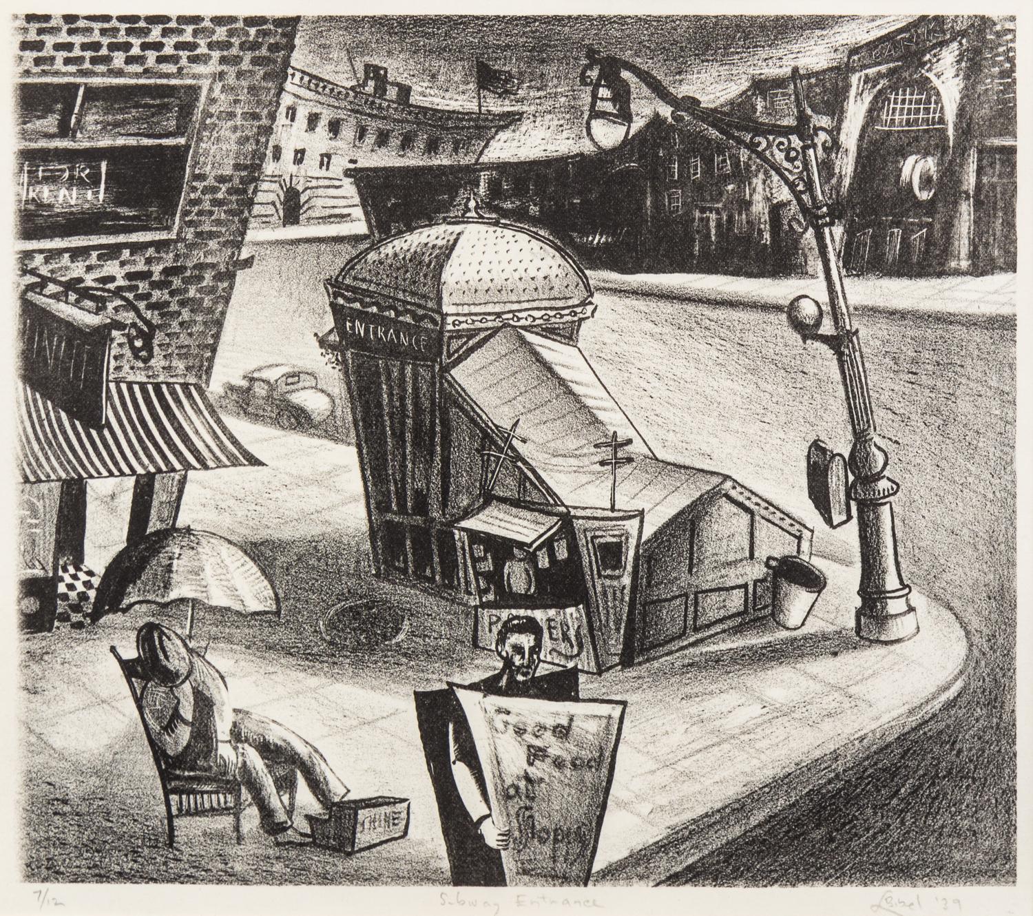 Leon Bibel, (American, 1913-1995), Subway Entrance, 1939